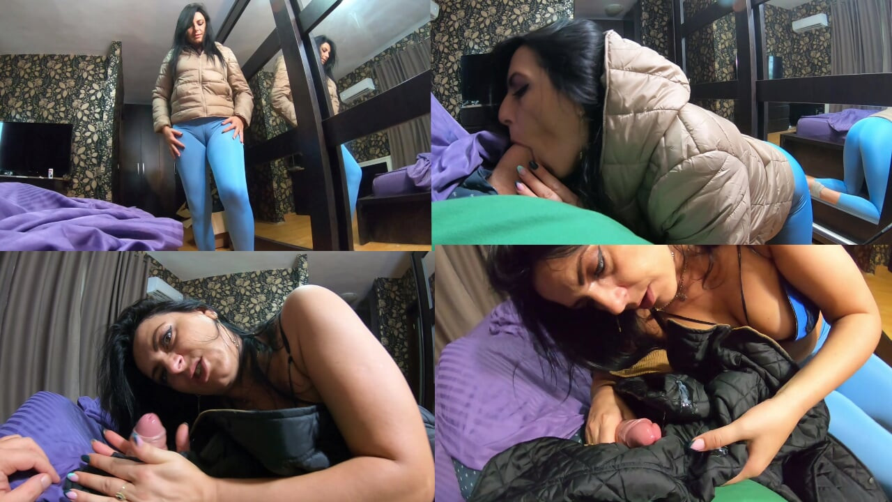 瑜伽褲、緞面床單和射在我蓬鬆的夾克上——深喉挑逗