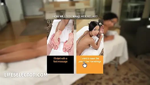 Seksi müşteri Lia Lin ile ateşli ayak ovma