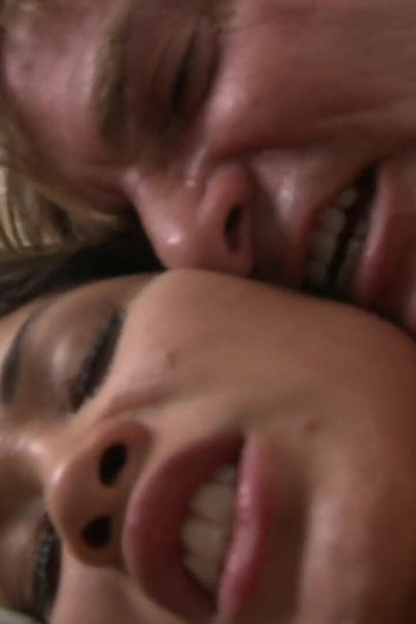 Sexy Asian deep throats white dick before a hard bang on the couch
