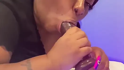 Deepthroat Practice Fucking My Mouth with Big Dildo
