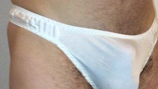 Posing in my white silk panties