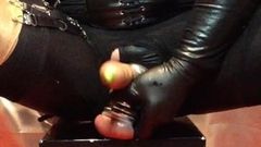 At the end a nice handjob with a condom with lots of cum