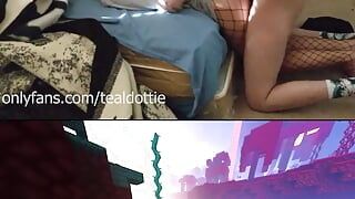 College girlfriend in fishnets rides and pounded with Minecraft Parkour