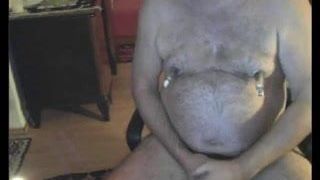 Horny German daddt bear hot wax ball torture on cam