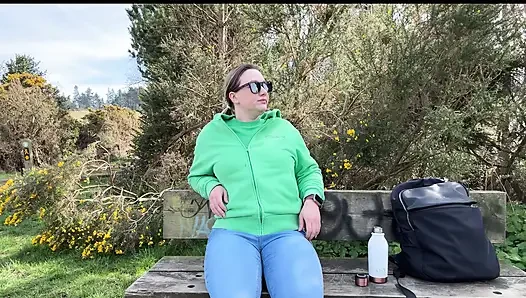 Desperate Outdoor Wetting Jeans on the Public Trail