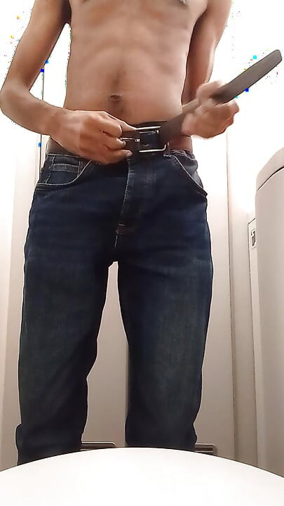 Jim masturbates naked in the airplane toilet and explodes a big load