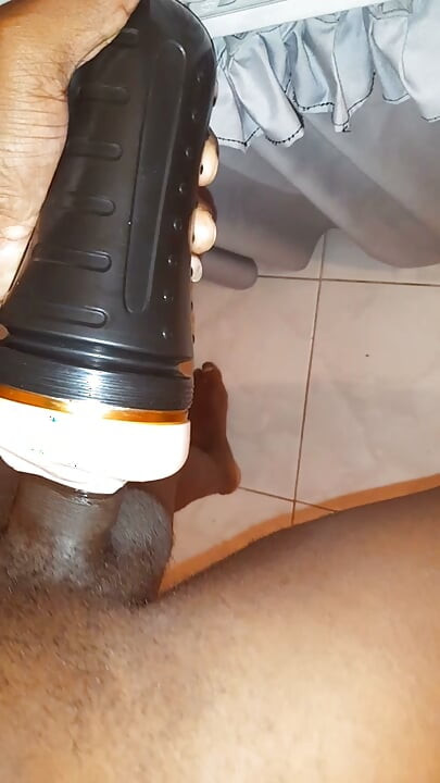 Black cock jerking off with flesh light pt4