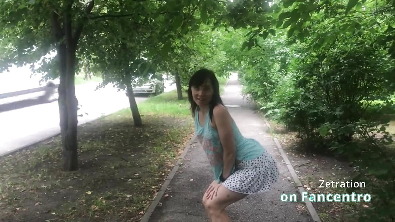 Gorgeous brunette naughty in your park without panties!