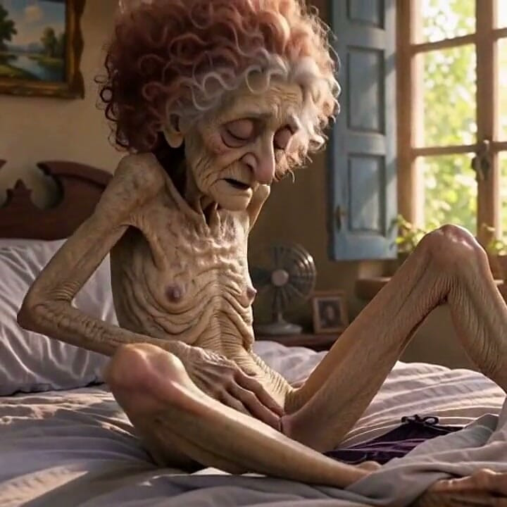 Very Old Widow Masturbates Her Wrinkled Pussy Alone and Craves a Huge Cock