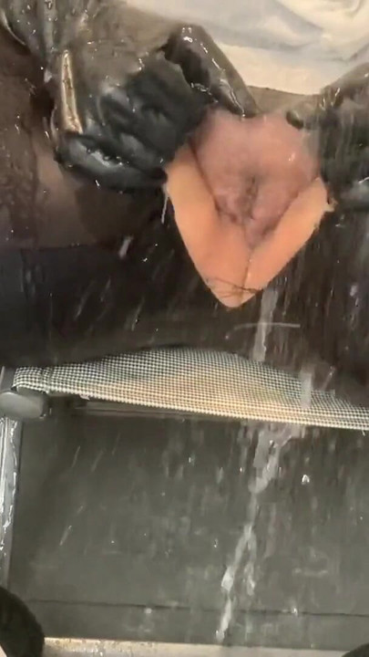 Powerful moment from "Shower Masturbation and Pissing in Leggings and PVC Boots"