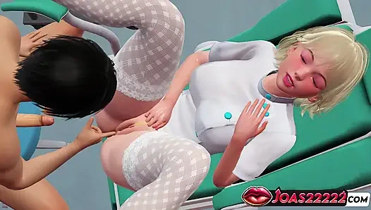 Горячая медсестра Yoshida подпрыгивает, 3D хентай - тугая задница трахает пальцами, двойное проникновение вибратора и g-Spot сквирт