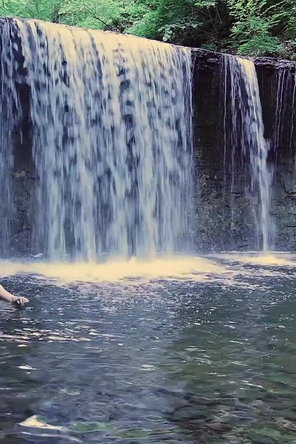 Muscular Asian Hunk Flexes in Speedo by Waterfall - Tight Ass & Hole Tease, Strips Naked & Explodes with Massive Cumshot