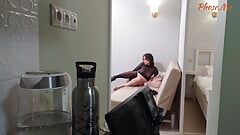 Behind The Scenes Of Sexy Brunette In Seamless Black Pantyhose Filming
