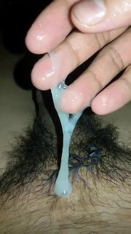 Playing with my thick cum