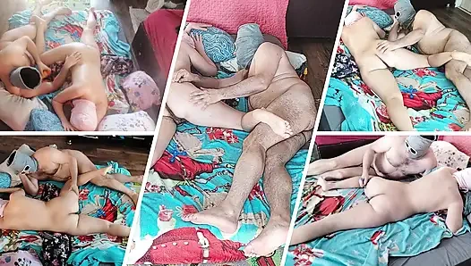 Foreplay in the bedroom with an amateur couple.