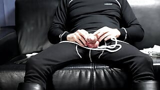 Daddy Plays with His Leather Police Boots on His Mushroomhead Dick