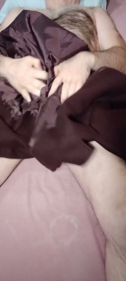 Fucking the shiny lining of a long woolen ladycoat | Clip 1
