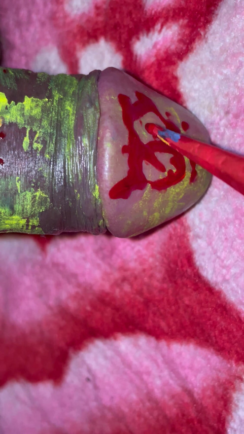 Indian Desi Boy Big cock with yellow painting. | Clip 1