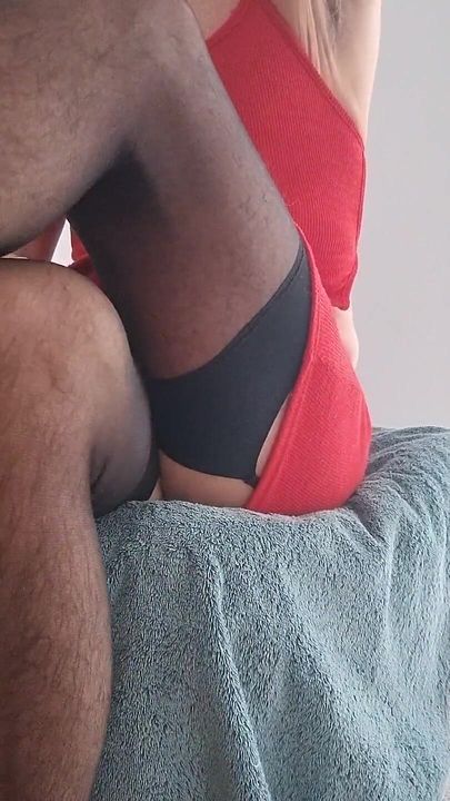 Trans CD in Red Mini Skirt Ass Play