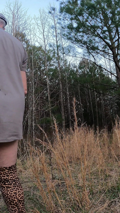 Naked in an Open Field in Ladies Boots Jacking off