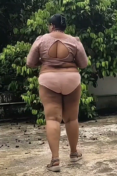 Naughty Nudist From India Relaxing Outdoor Naked, Eating Fresh Fruit and Enjoying It