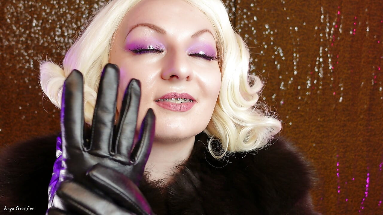Leather gloves and fur fetish ASMR video by Arya Grander