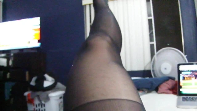Two Pairs of Pantyhose backseam tease