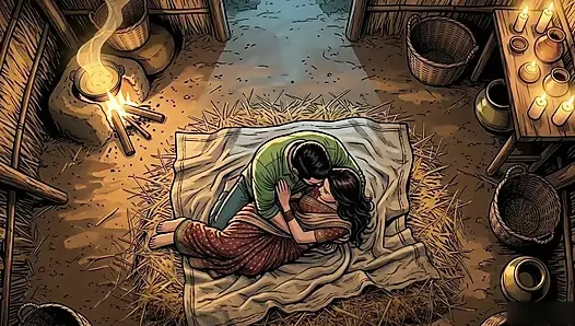 Raju and Seema started making a hut in the jungle and started having sex.