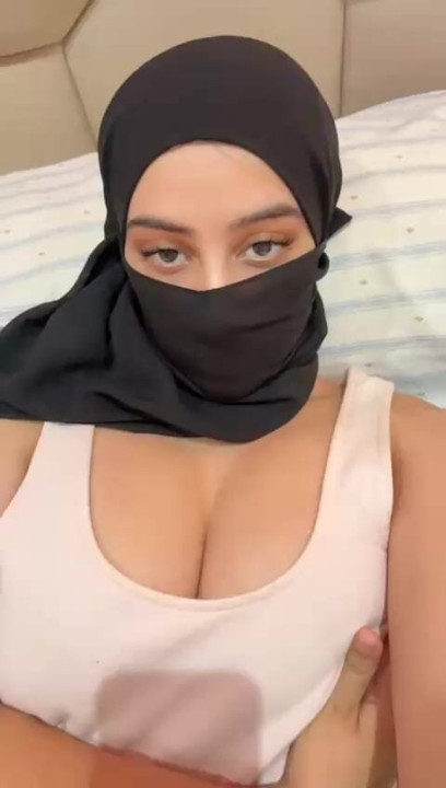 Busty Hijab Girl Teasing Her Tits Muslim Arab Solo with Boobs Bouncing
