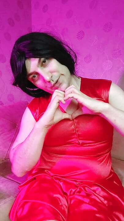Red Gothic White Femboy With Half Tights