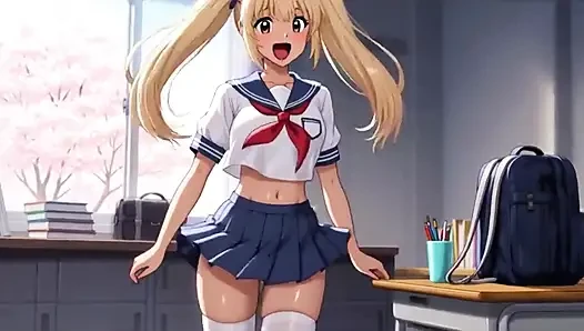 Naughty Blonde Student Ass up, Tits Out & Dripping Pussy Masturbation Ai Generated