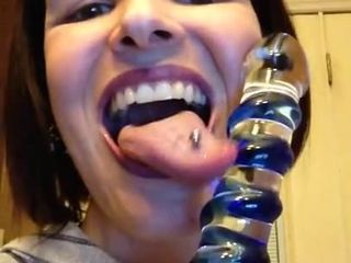 Long Tongue  Glass Dildo