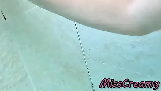 Flashing My Dick in Front of a Girl in Swimming Pool and Fucks Me - It's Very Risky with People Near - Misscreamy