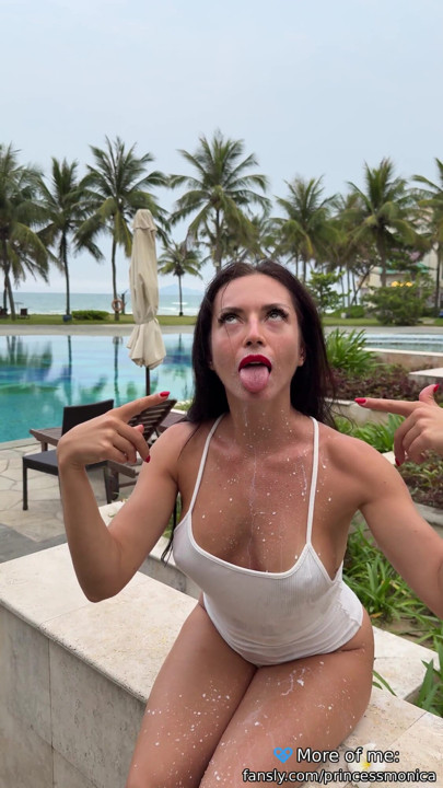 Milking & Getting Messy in See-Through Bodysuit Outdoor | Clip 1
