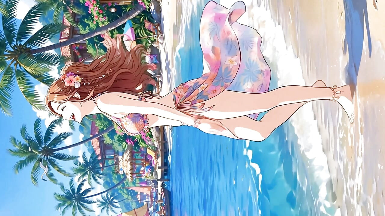 美しいアニメ少女たちの喜びの日々:サマーパラダイス 3DアニメAI生成