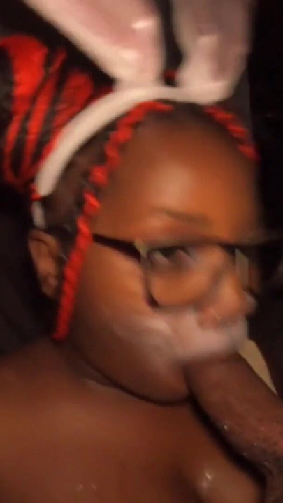 This Is Better a Fucking Naughty Black Bunny Spits On Cock For Easter Holiday Treating Her Keeper To a Big Sloppy - Mastermeat1 | Clip 1
