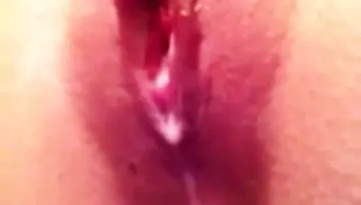 Pussy gushing juices and creamy cum