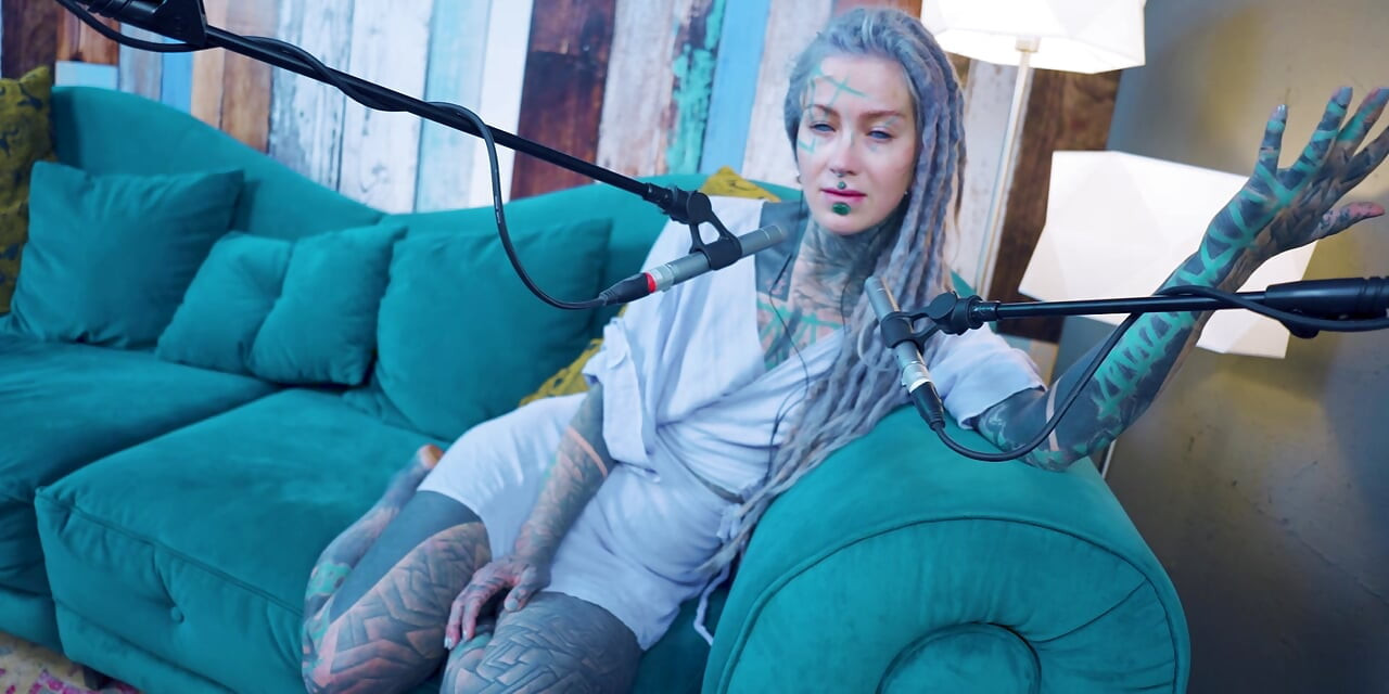 I talk about K - Kindness - ASMR podcast SFW talking goth skinny girl dreadlocks tattoo model inked girl