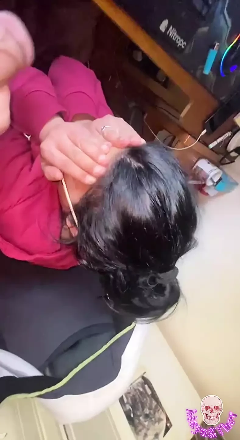 shy hooded lady plays and sucks cock