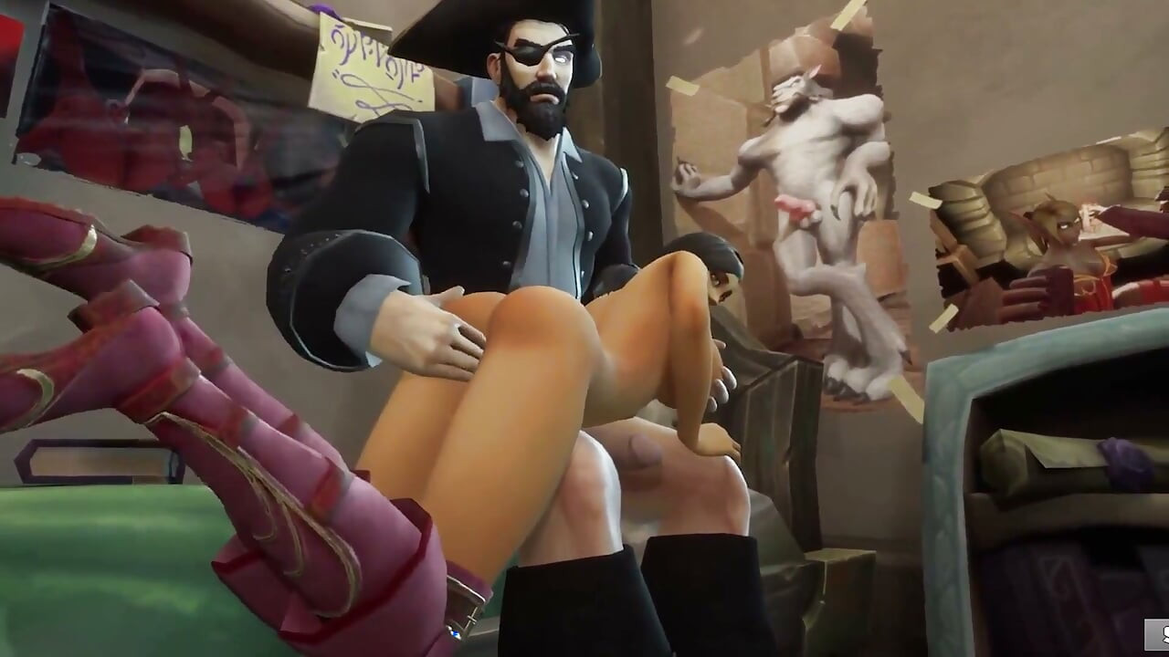 Korsan kaptan ilk arkadaşını disipline ediyor - warcraft hentai parodisi