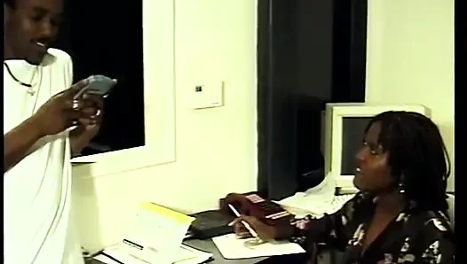 Black couple takes a break for hardcore fucking in the office