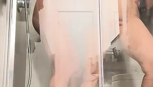 Nude hot shower with my wife