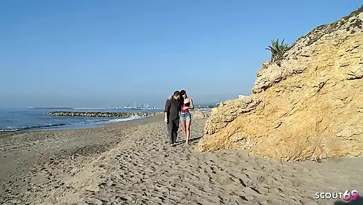 Sexy Skinny Teen Carol Fucked in Her Tight Pussy Outside on the Beach