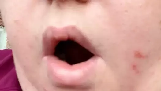 Busty fat bitch takes cum on fat lips
