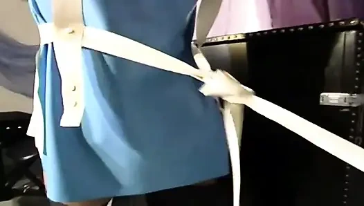 Brunette maid gets tied up