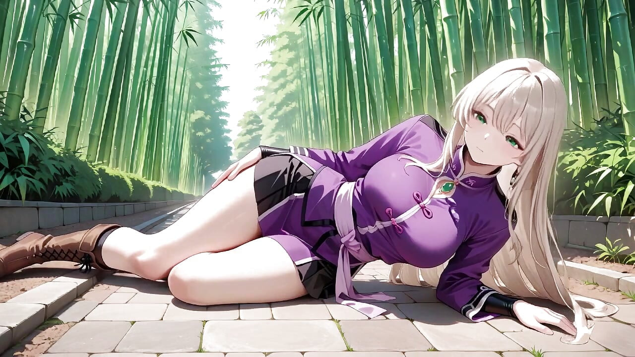 Purple Kimono Warrior! Terlarang Menggoda di Dojo Jepang. Berlutut dengan pedang, mengangkat kelemahannya untuk menunjukkan rahasia.