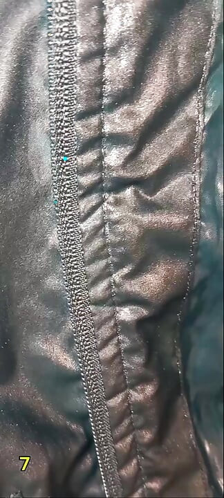 7 Golden showers and 1 cumshot on her puffercoat