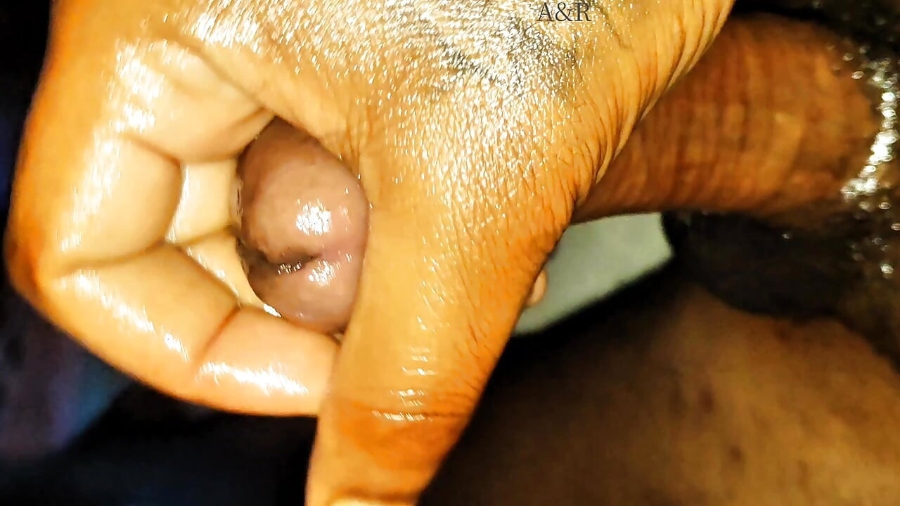 Musterbation with oil in the night