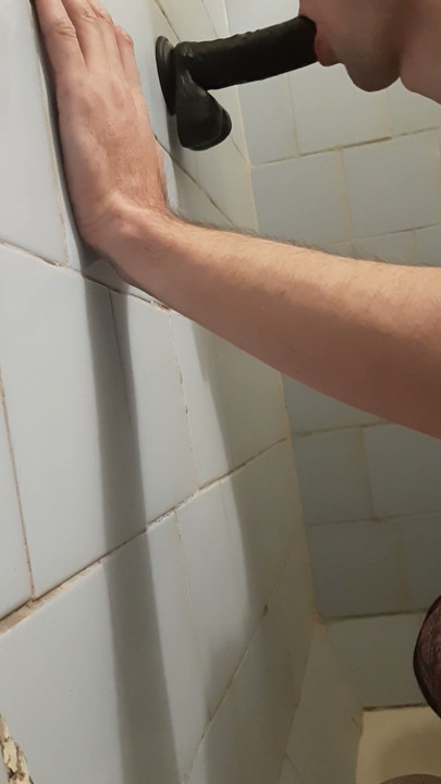 deepthroating BIG BLACK DILDO for the 1st time