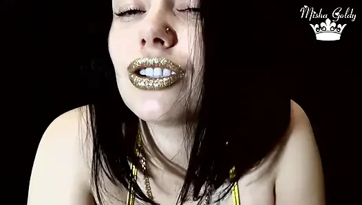Golden hot lips and  tits worship